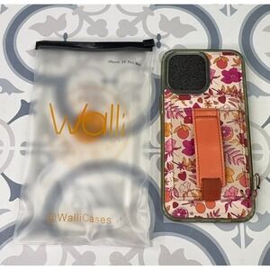 Walli Phone Case iPhone 14 Pro Max Card Holder Finger Strap Floral Print Detach
